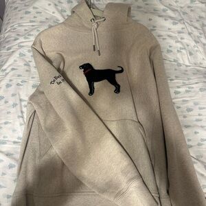 The Black Dog Beige Hoodie with Black Embroidery